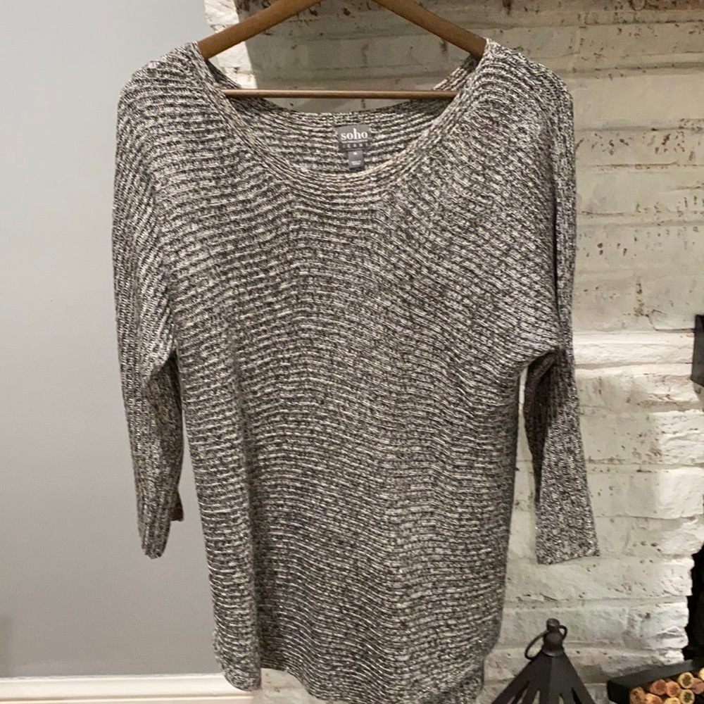 Gray sweater with silver detailing
